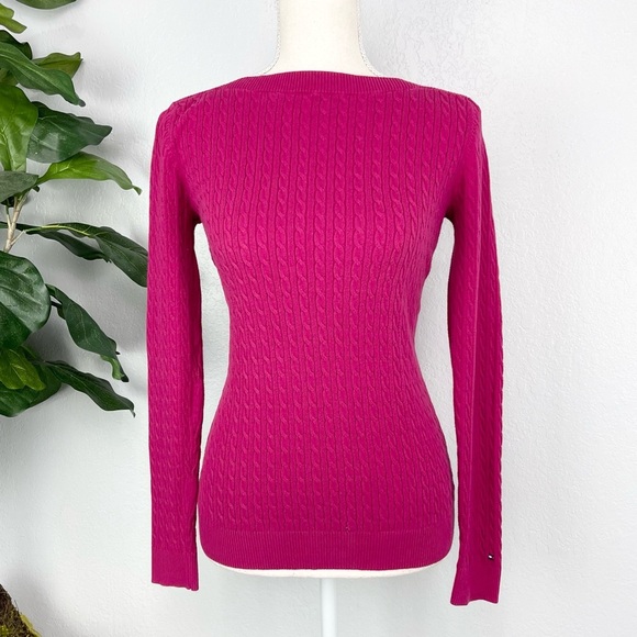 Express Bright Fuchsia Cable Knit Sweater Shirt - Picture 1 of 6